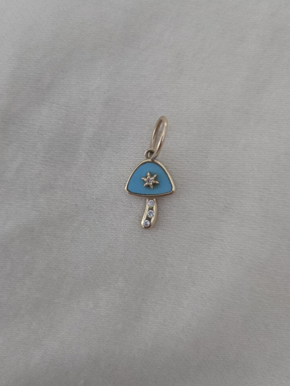 Solid Gold Mushroom Charm Pendant